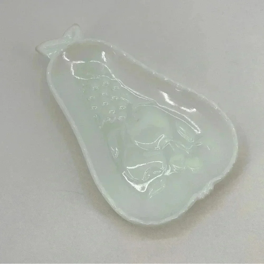 Hazel Atlas Pear White Milk Glass Serving Dish Candy Fruit